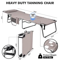 Tanning Chair With Face Hole  Folding Chaise Lounge Chair  Heavy Duty Outside Lay Flat Portable Face Down Tanning Chair With Arm Hole For Reading Beach Poolside Patio Sunbathing Lawn Camping  300 Lbs