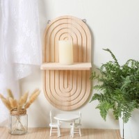 Tatuo 2 Pieces Boho Wooden Rainbow Wall Shelves Bohemian Hanging Shelf Wall Mount Book Shelf For Living Room Bathroom Bedroom Cl