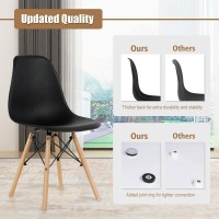 Dortala Pre Assembled Dining Chairs, Plastic Chairs With Wood Legs, Ergonomic Backrest, Modern Style Armless Chairs For Living Room, Kitchen, Meeting Room, Bedroom, Set Of 2, Black