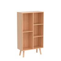 Leyaoyao Wooden 5 Cube Bookshelf Natural 3 Tier Book Shelf With Legs Modern Open Storage Organizer Boho Bookcase Display Cabin