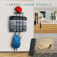 Ansonation Camping Chair Rack For Garage Storage Metal Camping Beach Chair Umbrella Wall Mounted Holder Rack Organizer With 4 H