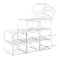 Arstpeoe 9 Pack Shoe Organizer Upgrade Harder Solid Plastic Shoe Storage Shoe Boxes Clear Plastic Stackable Sneaker Storage