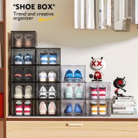 Arstpeoe 9 Pack Shoe Organizer Upgrade Harder Solid Plastic Shoe Storage Shoe Boxes Clear Plastic Stackable Sneaker Storage