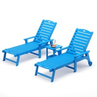 Lue Bona Chaise Lounge Chairs Set With Table 3Piece Hdps Material 3Year Warranty Patio Lounge Chair With Adjustable Backre