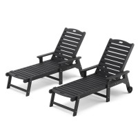 Lue Bona Outdoor Chaise Lounge Chairs Set Of 2 Hdps Material 3Year Warranty Patio Lounge Chair With Adjustable Backrest Res