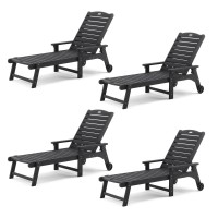 Lue Bona Outdoor Chaise Lounge Chairs Set Of 4 Hdps Material 3Year Warranty Patio Lounge Chair With Adjustable Backrest Res