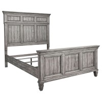 Traditional style with a casual sensibility armed with all the bells and whistlesTall, oversized headboard creates focal wallCrown molding and wood trim panel details throughoutNeutral grey finish works with countless decor and color palettes