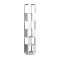 Niceme 190Cm Rotating Bookcase, 6-Tiers Display Shelf, Freestanding Bookshelf For Living Room, Tall Corner Bookcase (Mdf, White)