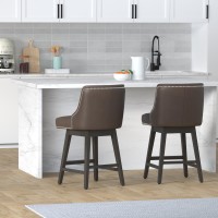 Chita Counter Height Swivel Barstool Fsc Certified 26 H Seat Height Upholstered Bar Stool Faux Leather In Chocolate