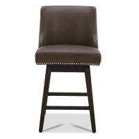 Chita Counter Height Swivel Barstool Fsc Certified 26 H Seat Height Upholstered Bar Stool Faux Leather In Chocolate