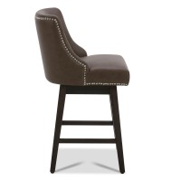 Chita Counter Height Swivel Barstool Fsc Certified 26 H Seat Height Upholstered Bar Stool Faux Leather In Chocolate