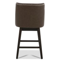 Chita Counter Height Swivel Barstool Fsc Certified 26 H Seat Height Upholstered Bar Stool Faux Leather In Chocolate