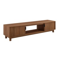 Walker Edison Walton Modern Fluted-Door Low Stand For Tvs Up To 80 Inches, 70 X 15.75 X 16 Inches, Mocha