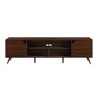 Walker Edison Nora Modern Minimal Open-Shelf Stand for TVs up to 80 Inches, 70 Inch, Dark Walnut