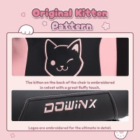 Dowinx Gaming Chair Cute With Cat Ears And Massage Lumbar Support Ergonomic Computer Chair For Girl With Footrest And Headrest