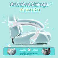 Dowinx Gaming Chair Cute With Cat Ears And Massage Lumbar Support Ergonomic Computer Chair For Girl With Footrest And Headrest