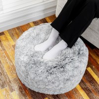 Asuprui Round Pouf Ottoman Stuffed Floor Foot Stool Floor Chair For Living Room Bedroom Foot Rest For Couch 20 In Diameter X 12 In Height Ottoman Foot Rest With Filler (Snow Gray Pouf With Filler)