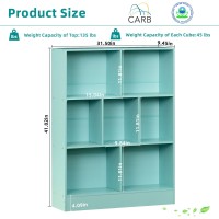 Leyaoyao 7 Cube Bookshelf With Base 3 Tier Modern Mintgreen Kids Bookcase Standing Wide Bookshelves Storage Organizer Toy Shelf