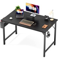 Sweetcrispy Computer Desk Small Office Desk 40 Inch Writing Desks Small Space Desk Study Table Modern Simple Style Work Table With Storage Bag And Iron Hook Wooden Desk For Home, Bedroom