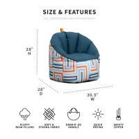 Big Joe Milano Patio Outdoor Weatherproof Bean Bag Chair  Lakeshore/Aqua Glass Block Intertwist/Sunmax  Weather Resistant Uv-Protected Fabric  2.5Ft