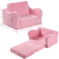 Momcaywex Kids Chairs For Toddler 2In1 Toddler Soft Sherpa Couch Fold Out Convertible Sofa To Lounger For Girls And Boys Pi