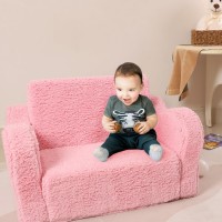 Momcaywex Kids Chairs For Toddler 2In1 Toddler Soft Sherpa Couch Fold Out Convertible Sofa To Lounger For Girls And Boys Pi