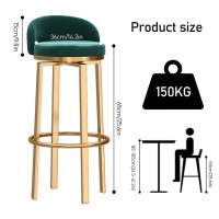 lirrebol Bar Stools Set of 2 Breakfast Bar Chairs with Backrest Velvet Upholstered Kitchen Counter Chairs, Swivel Bar Stools for Home Bar/Kitchen Island, Green