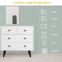 Ifanny 4 Drawer Dresser, Modern Chest Of Drawers With Metal Handles, Wood Dressers & Chests, Small Drawers For Small Spaces, White Dresser For Living Room, Nursery Room