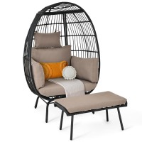 Yitahome Wicker Egg Chair With Ottoman Outdoor Indoor Oversized Lounger With Stand Cushions Egg Basket Chair For Patio Backyar