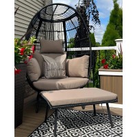 Yitahome Wicker Egg Chair With Ottoman Outdoor Indoor Oversized Lounger With Stand Cushions Egg Basket Chair For Patio Backyar