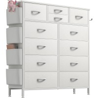 Lulive Dresser For Bedroom With 12 Drawers Tall Dresser Chest Of Drawers With Side Pockets And Hooks Fabric Dresser Storage To