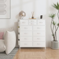 Lulive Dresser For Bedroom With 12 Drawers Tall Dresser Chest Of Drawers With Side Pockets And Hooks Fabric Dresser Storage To