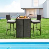 Tangkula Set Of 4 Patio Wicker Barstools, Outdoor Bar Height Chair W/Soft Seat Cushion & Cozy Footrest, Heavy-Duty Metal Frame, 400 Lbs Max Load, Mix Brown Rattan Bar Chair
