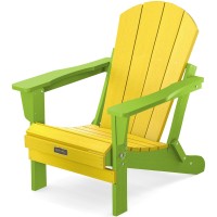 Serwall Adirondack Chair For Patio Garden Outdoors Fire Pit Yellow And Apple