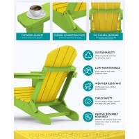 Serwall Adirondack Chair For Patio Garden Outdoors Fire Pit Yellow And Apple