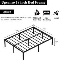 Upcanso 18 Inch Queen Bed Frame No Box Spring Required, Metal Platform Queen Size Bed Frames With High Storage, Eassy Assembly 3,500 Lbs Heavy Duty Bedframes, Black