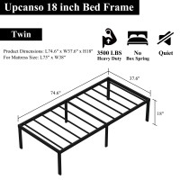 Upcanso 18 Inch Twin Bed Frames No Box Spring Need Metal Platform Bed Frame Twin Size With High Storage Eassy Assembly 2 500 L