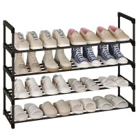 Calmootey 4Tier Shoe Rack Tall Large Capacity 20 Pairs Shoes Storage Organizer Stackable Wide Shoe Shelf For Entryway Hallwa