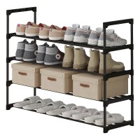 Calmootey 4Tier Shoe Rack Tall Large Capacity 20 Pairs Shoes Storage Organizer Stackable Wide Shoe Shelf For Entryway Hallwa