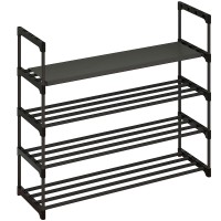 Calmootey 4Tier Shoe Rack Tall Large Capacity 20 Pairs Shoes Storage Organizer Stackable Wide Shoe Shelf For Entryway Hallwa