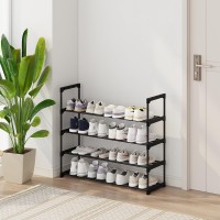 Calmootey 4Tier Shoe Rack Tall Large Capacity 20 Pairs Shoes Storage Organizer Stackable Wide Shoe Shelf For Entryway Hallwa