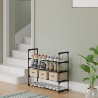 Calmootey 4Tier Shoe Rack Tall Large Capacity 20 Pairs Shoes Storage Organizer Stackable Wide Shoe Shelf For Entryway Hallwa