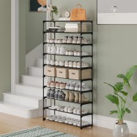 Calmootey 10Tier Shoe Rack Tall Large Capacity 50 Pairs Shoes Storage Organizer Stackable Wide Shoe Shelf For Entryway Hallw