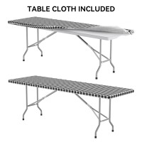 Nazhura 8 Foot Foldablefolding Table Heavy Duty Durable And Portable For Dining Picnic And Party White 8 Foot Table Clo