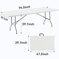 Nazhura 8 Foot Foldablefolding Table Heavy Duty Durable And Portable For Dining Picnic And Party White 8 Foot Table Clo