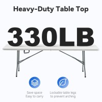 Nazhura 8 Foot Foldablefolding Table Heavy Duty Durable And Portable For Dining Picnic And Party White 8 Foot Table Clo