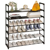 Calmootey 6Tier Shoe Rack Tall Large Capacity 30 Pairs Shoes Storage Organizer Stackable Wide Shoe Shelf For Entryway Hallwa