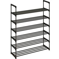 Calmootey 6Tier Shoe Rack Tall Large Capacity 30 Pairs Shoes Storage Organizer Stackable Wide Shoe Shelf For Entryway Hallwa