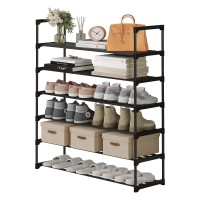 Calmootey 6Tier Shoe Rack Tall Large Capacity 30 Pairs Shoes Storage Organizer Stackable Wide Shoe Shelf For Entryway Hallwa