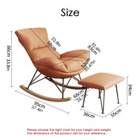 Yckegew Soft Rocking Chair With Footstool Design,Comfy Upholstered Rocking Chair Glider Rocker,Living Room Sofa Rocking Chair Recliner For Small Space (Color : Orange+White)